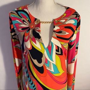 Trina Turk Long Sleeve Patterned Maxi Dress